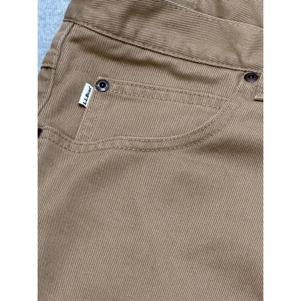 LL Bean Flannel Lined Chino Pants Mens 38x36 Khaki Tan Plaid Natural Fit Cotton